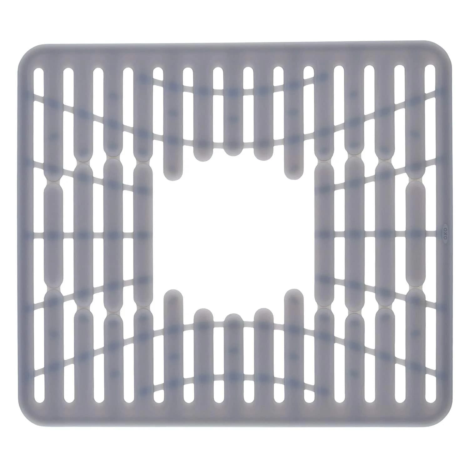 OXO Good Grips Silicone Sink Mat - Large 41.3cm (16.25") X 32.4cm (12.75") | Protects Sink & Dishes, Heat-Safe — Silver