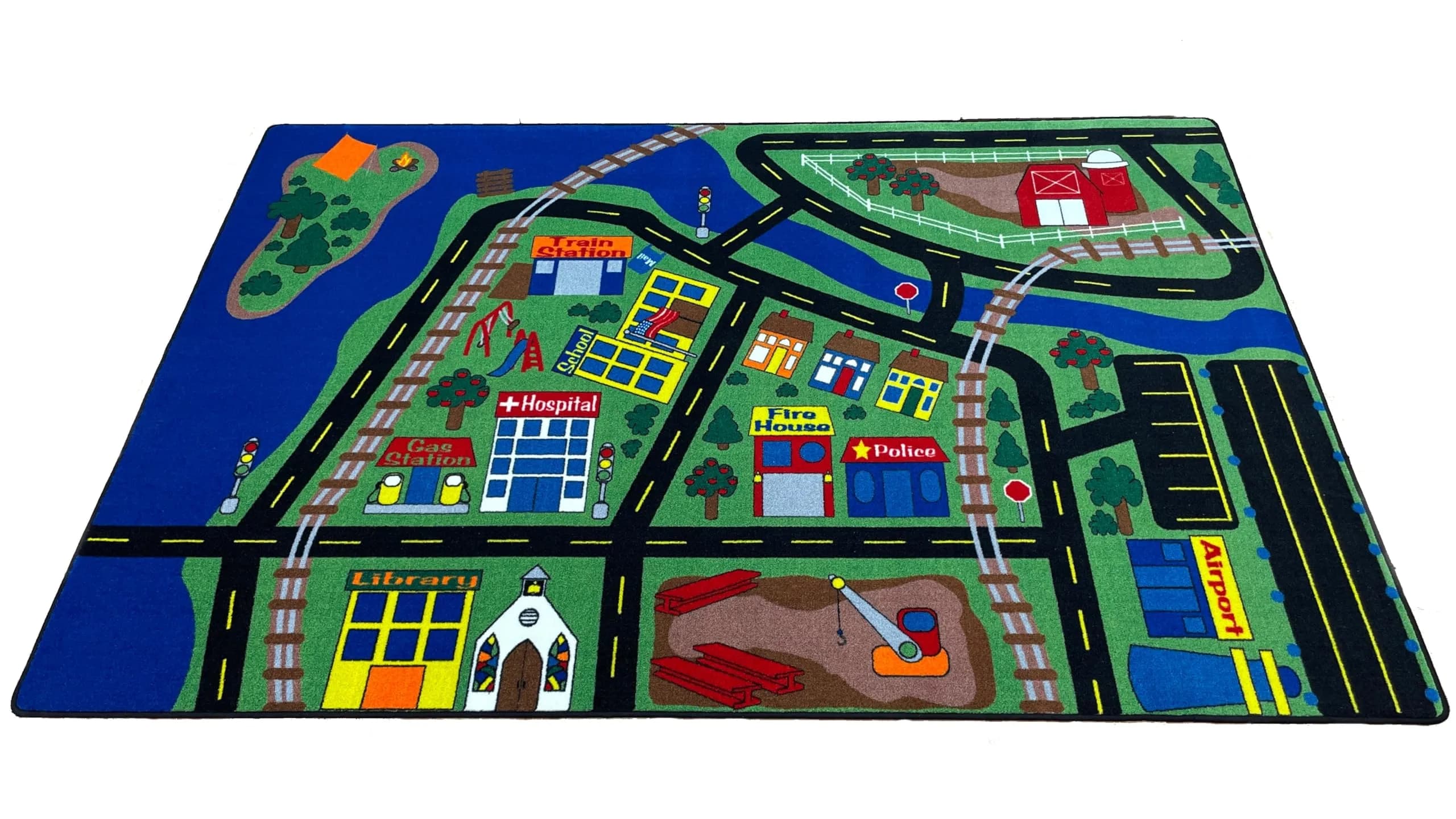 KIDCARPET.COM Total Transportation Play Mat Rug, 6' x 8'6" Rectangle | Child-Safe, Commercial-Grade Play Rug