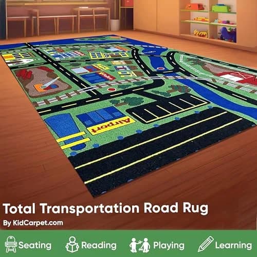 KIDCARPET.COM Total Transportation Play Mat Rug, 6' x 8'6" Rectangle | Child-Safe, Commercial-Grade Play Rug thumbnail 4