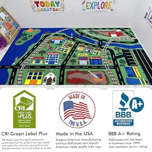KIDCARPET.COM Total Transportation Play Mat Rug, 6' x 8'6" Rectangle | Child-Safe, Commercial-Grade Play Rug thumbnail 5