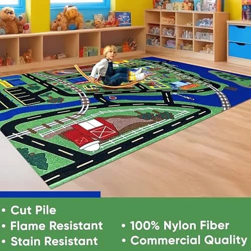 KIDCARPET.COM Total Transportation Play Mat Rug, 6' x 8'6" Rectangle | Child-Safe, Commercial-Grade Play Rug thumbnail 6