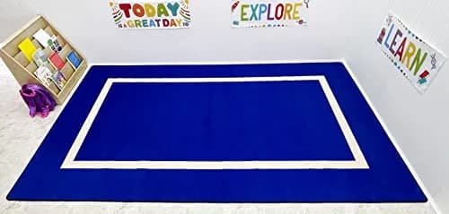 KIDCARPET.COM Montessori Classroom Rug 7'6" x 12' Blue/Crème | Educational Commercial-Grade Rug thumbnail 2