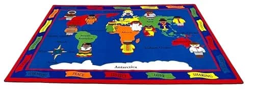 KIDCARPET.COM World of Peace Globe Map Classroom Rug | Geography Learning Carpet for Preschool & Elementary, 6' x 8'6" thumbnail 2