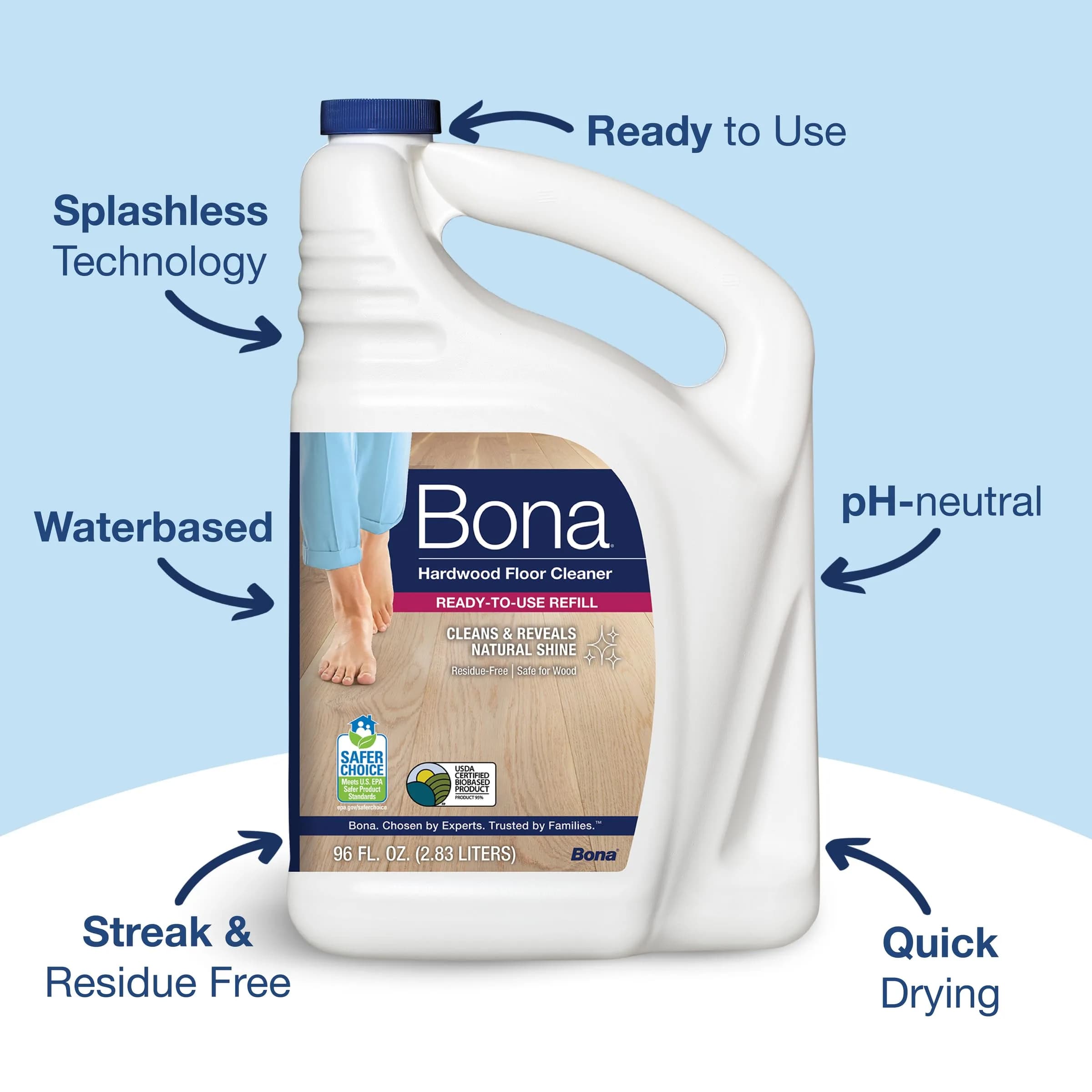 Bona Hardwood Floor Cleaner Spray, Unscented, 96 fl oz (Pack of 1) | Residue-Free Cleaning for Wood Floors - view 2