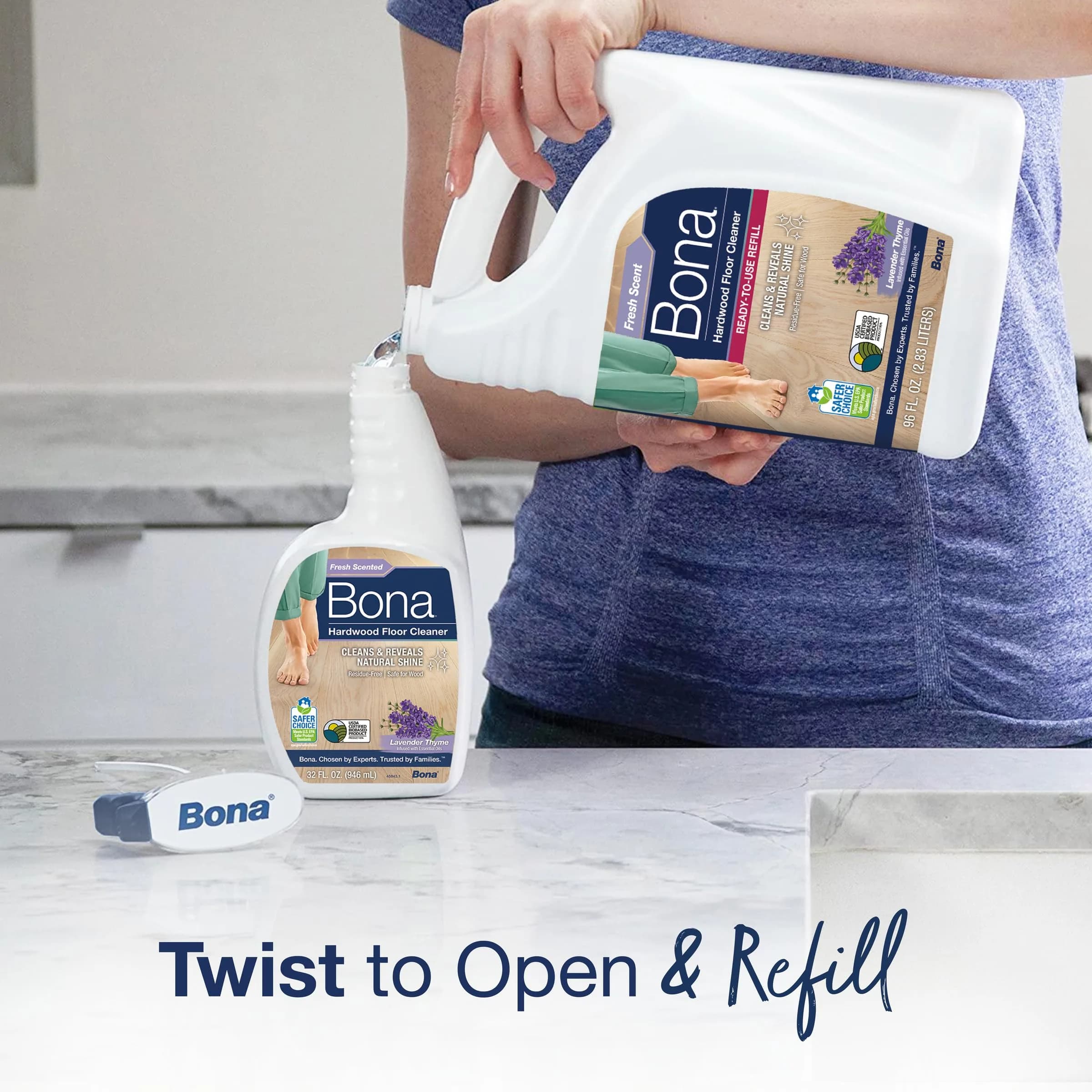 Bona Hardwood Floor Cleaner Spray, Unscented, 96 fl oz (Pack of 1) | Residue-Free Cleaning for Wood Floors - view 3