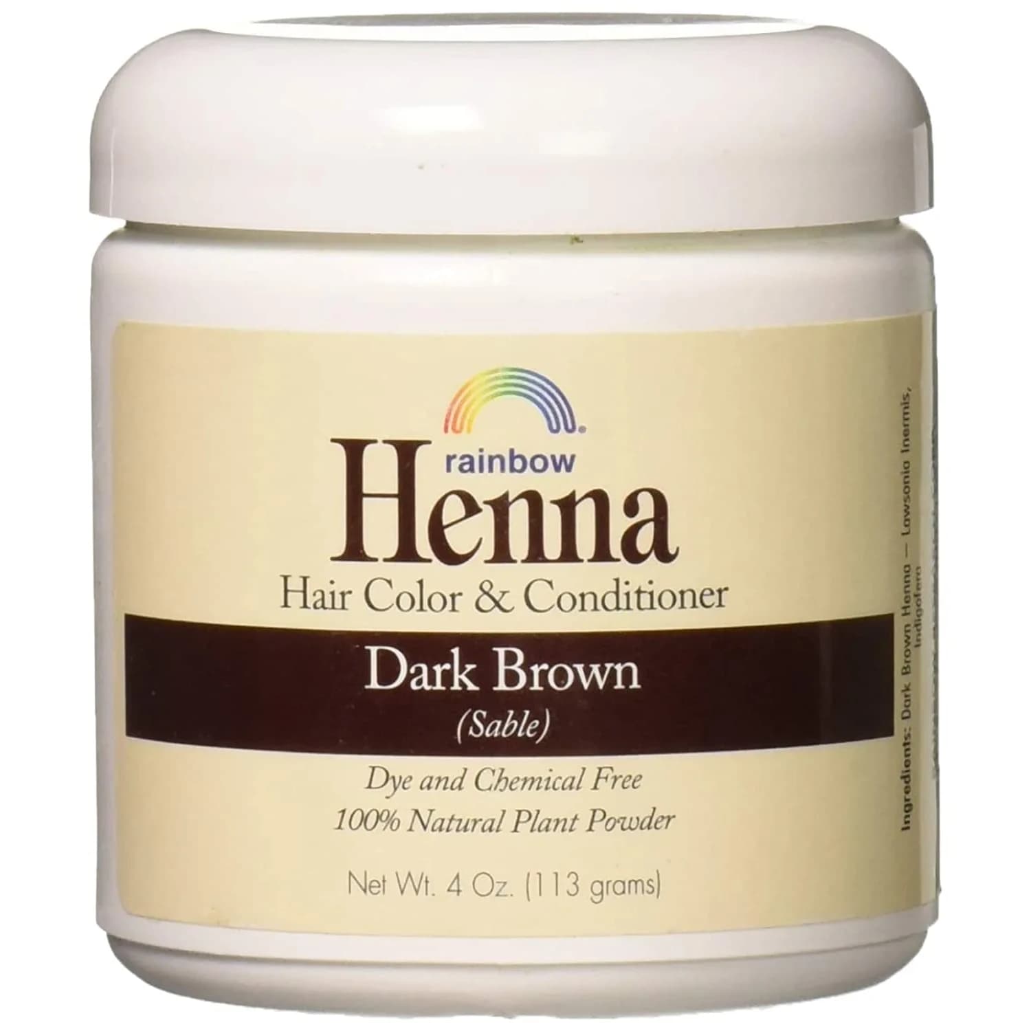 Rainbow Research Henna Hair Color and Conditioner Persian Dark Brown Sable - 4 oz | Natural Grey Coverage & Shine