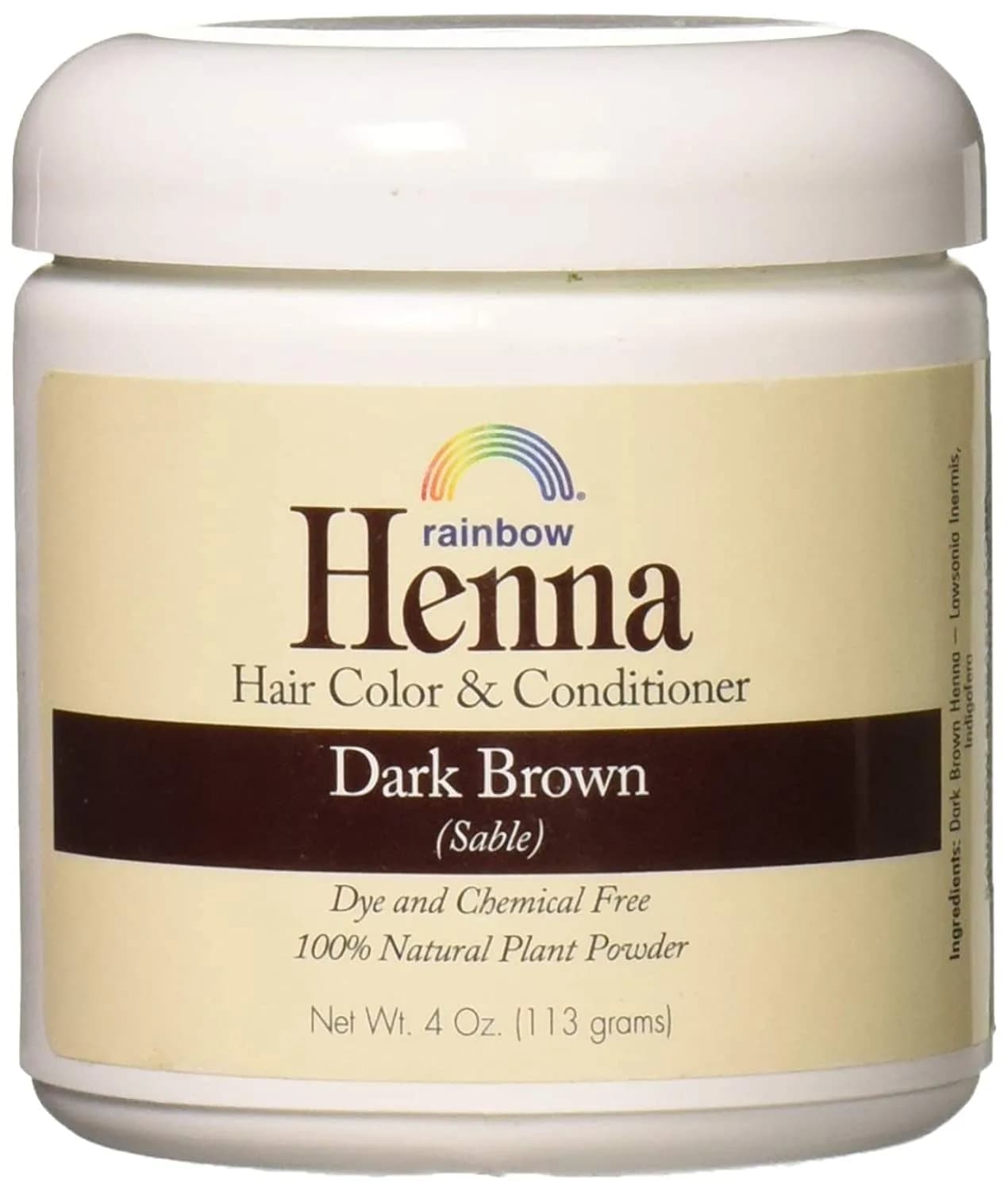 Rainbow Research Henna Hair Color and Conditioner Persian Dark Brown Sable - 4 oz | Natural Grey Coverage & Shine — 4 Ounce