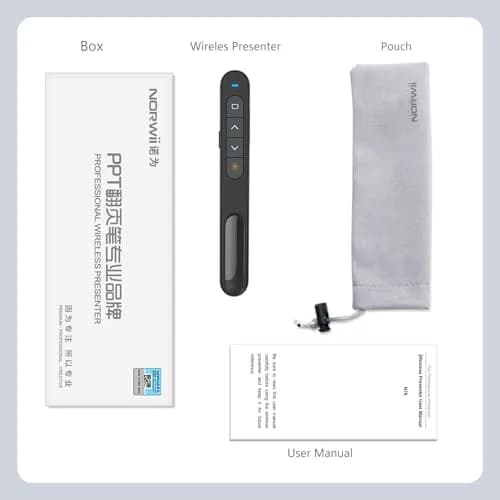 Norwii N76 Rechargeable Presentation Clicker with Laser Pointer & Customizable Buttons, 328ft Range | Plug & Play for PowerPoint, Keynote, Google Slides thumbnail 9