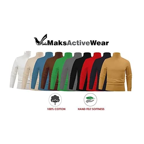 Maks Men's 100% Cotton Turtleneck Pullover Sweater Interlock Knit Warm Blue | Regular Fit, Soft & Breathable thumbnail 7