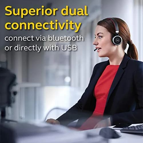 Jabra Evolve 65 UC Wireless Headset, Stereo – Industry-Leading Wireless Performance, Passive Noise Cancellation, All Day Battery thumbnail 4