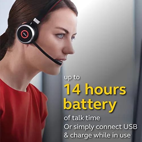 Jabra Evolve 65 UC Wireless Headset, Stereo – Industry-Leading Wireless Performance, Passive Noise Cancellation, All Day Battery thumbnail 3
