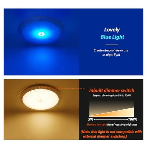 Dream lighting 12V Ceiling Light for RV & Boat | Dimmable LED Round Fixture 8.5 inch with Memory Function thumbnail 4