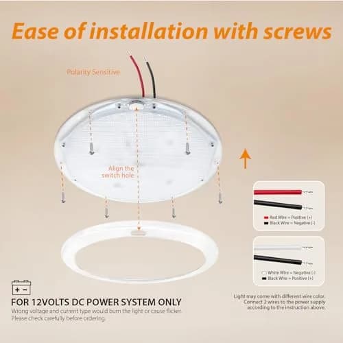 Dream lighting 12V Ceiling Light for RV & Boat | Dimmable LED Round Fixture 8.5 inch with Memory Function thumbnail 6
