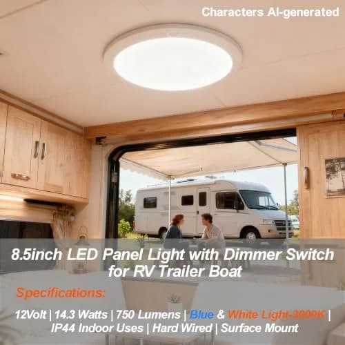 Dream lighting 12V Ceiling Light for RV & Boat | Dimmable LED Round Fixture 8.5 inch with Memory Function thumbnail 2