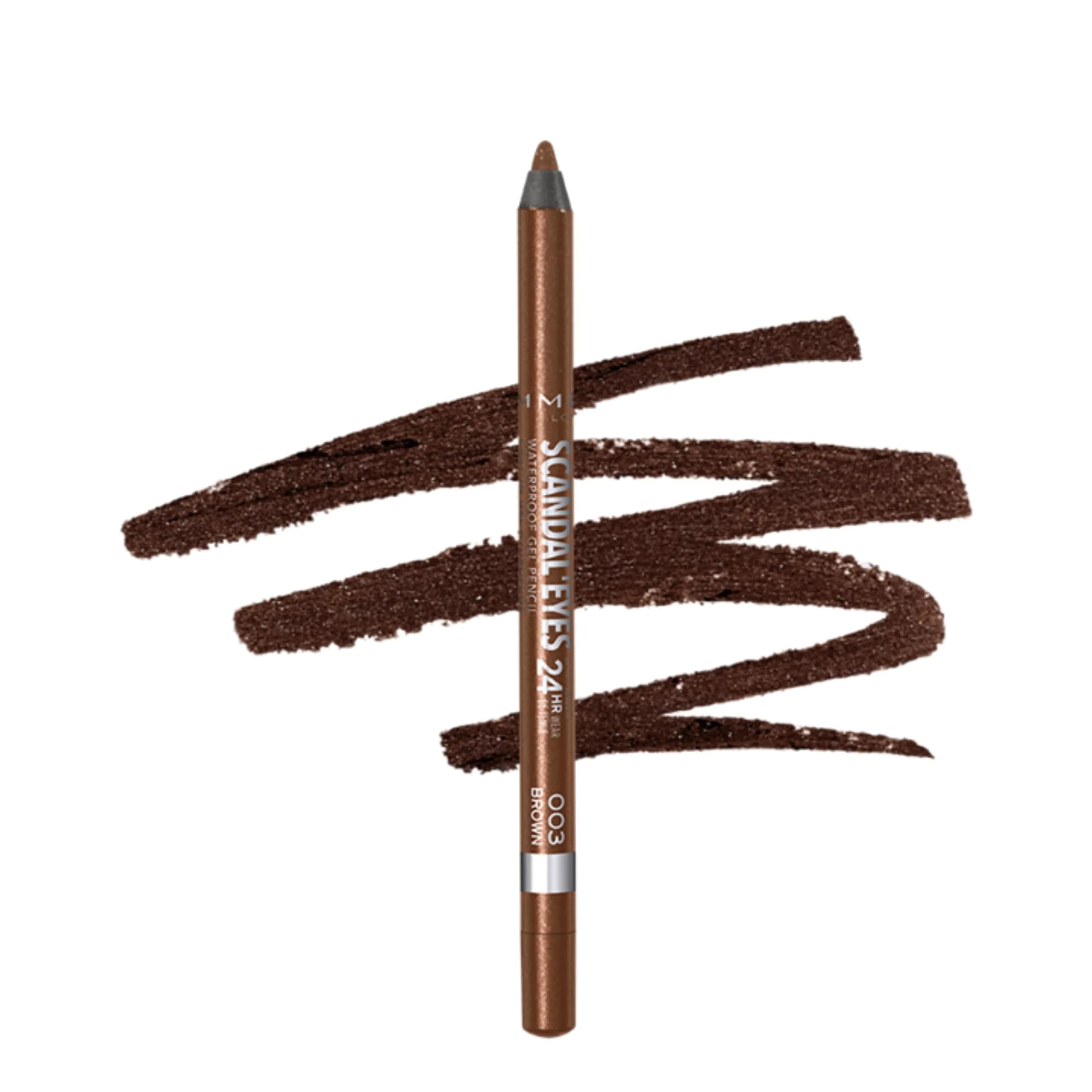 Rimmel Waterproof Gel Pencil Eyeliner 0.04oz | Long-Wearing, Smudge-Proof, Brown — 003 Brown