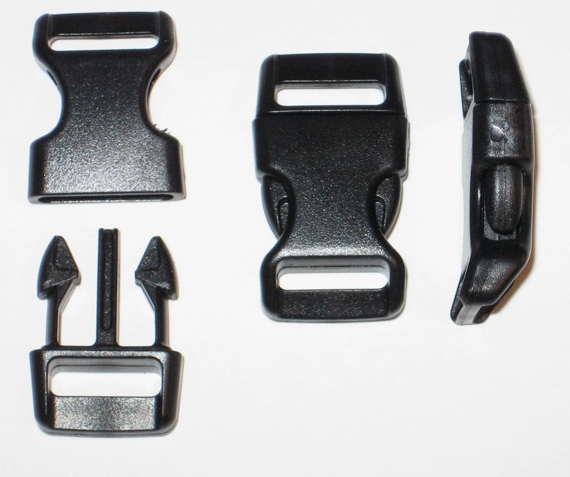 Import 1/2" Curved Side Release Buckles for Paracord Bracelets | Comfortable Fit, 5-250 Count — Black