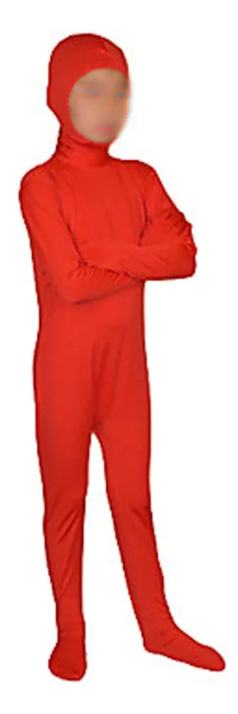 Seeksmile Kids Costume Full Body Zentai Suit Face Open (Kids Large, Red) | Halloween Costume for Boys