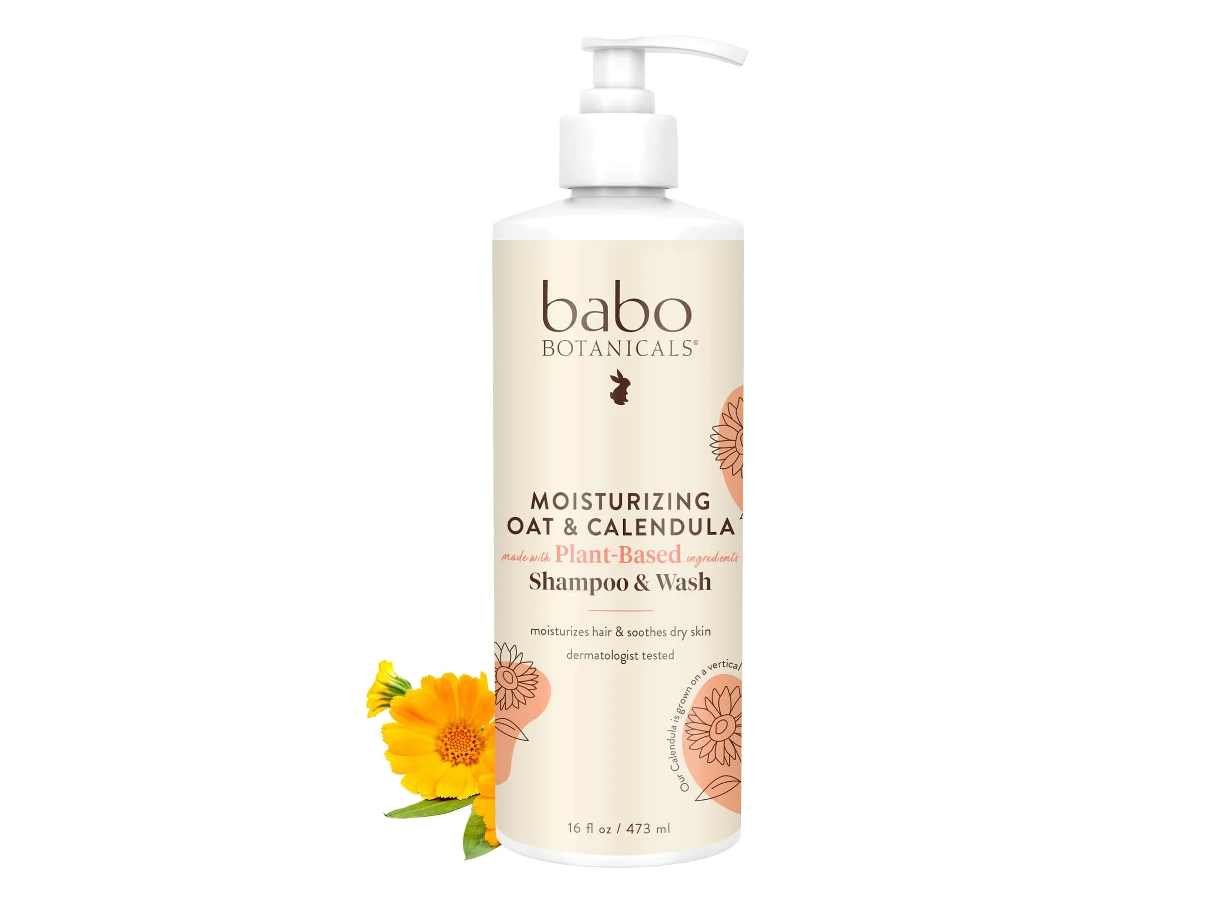 Babo Botanicals Oat & Calendula 2-in-1 Shampoo & Wash 16 Fl Oz for Dry/Sensitive Skin - main product image