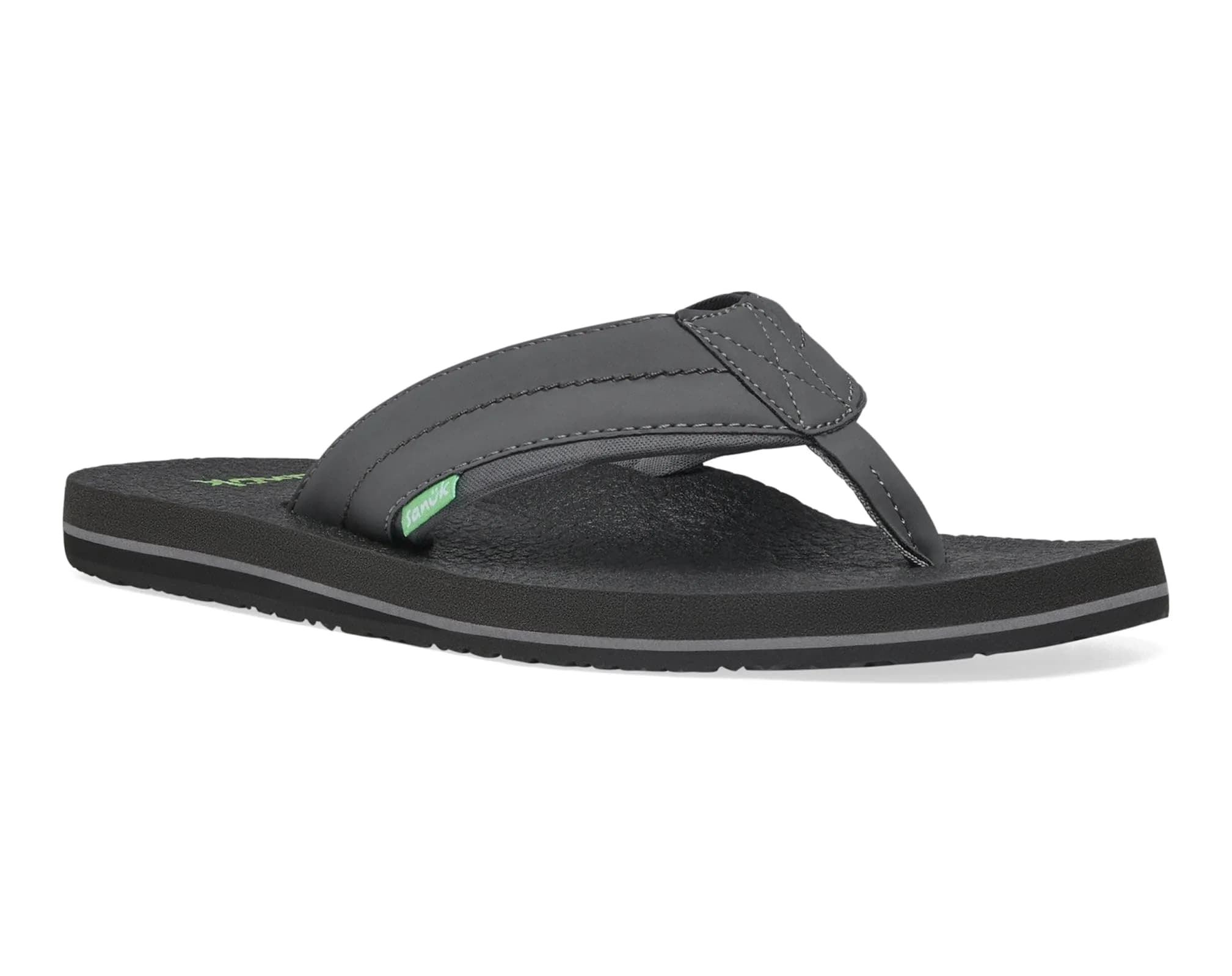 Sanuk Beer Cozy IV Mens Flip Flops - Memory Foam Beach Sandals, Charcoal, 11 | All-Day Comfort & Eco-Friendly — Charcoal / 11