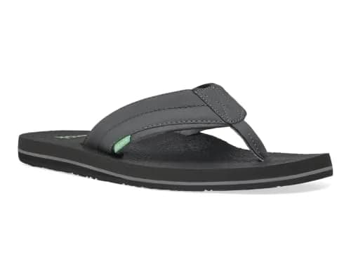 Sanuk Beer Cozy IV Mens Flip Flops - Memory Foam Beach Sandals, Charcoal, 11 | All-Day Comfort & Eco-Friendly - main product image
