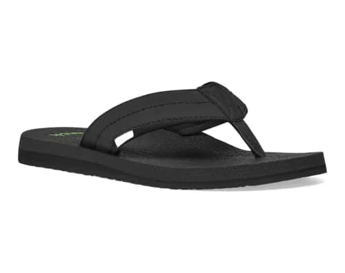 Sanuk Beer Cozy IV Mens Flip Flops - Memory Foam Beach Sandals, Black, 10 | All-Day Comfort & Eco-Friendly Style thumbnail 1
