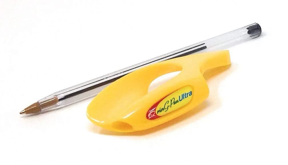 RinG-Pen Ultra Yellow Grip Aid for Pens & Pencils, Small (15ml / 0.5 Fl Oz) | Aids Writing & Art Tools — Black