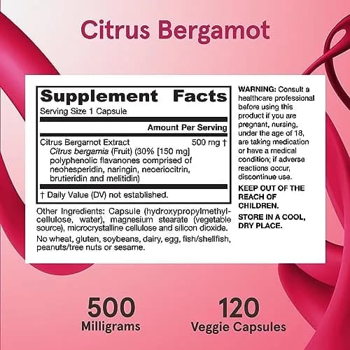 Jarrow Formulas Citrus Bergamot 500 mg Veggie Capsules | 120 Servings (Vegan, Gluten-Free) thumbnail 6