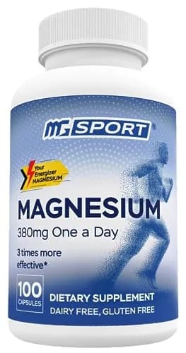 MgSport 100 Magnesium Supplement | Supports Muscles & Sleep, 100 Capsules, Unflavored thumbnail 1