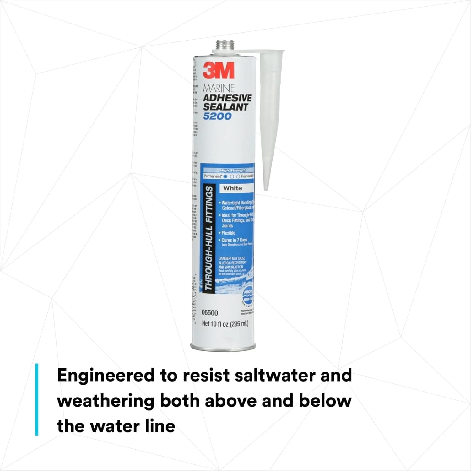 3M Marine Adhesive Sealant 5200 White 10 fl oz (300ml) Cartridge | Permanent Waterproof Bonding for Boats & RVs - view 3