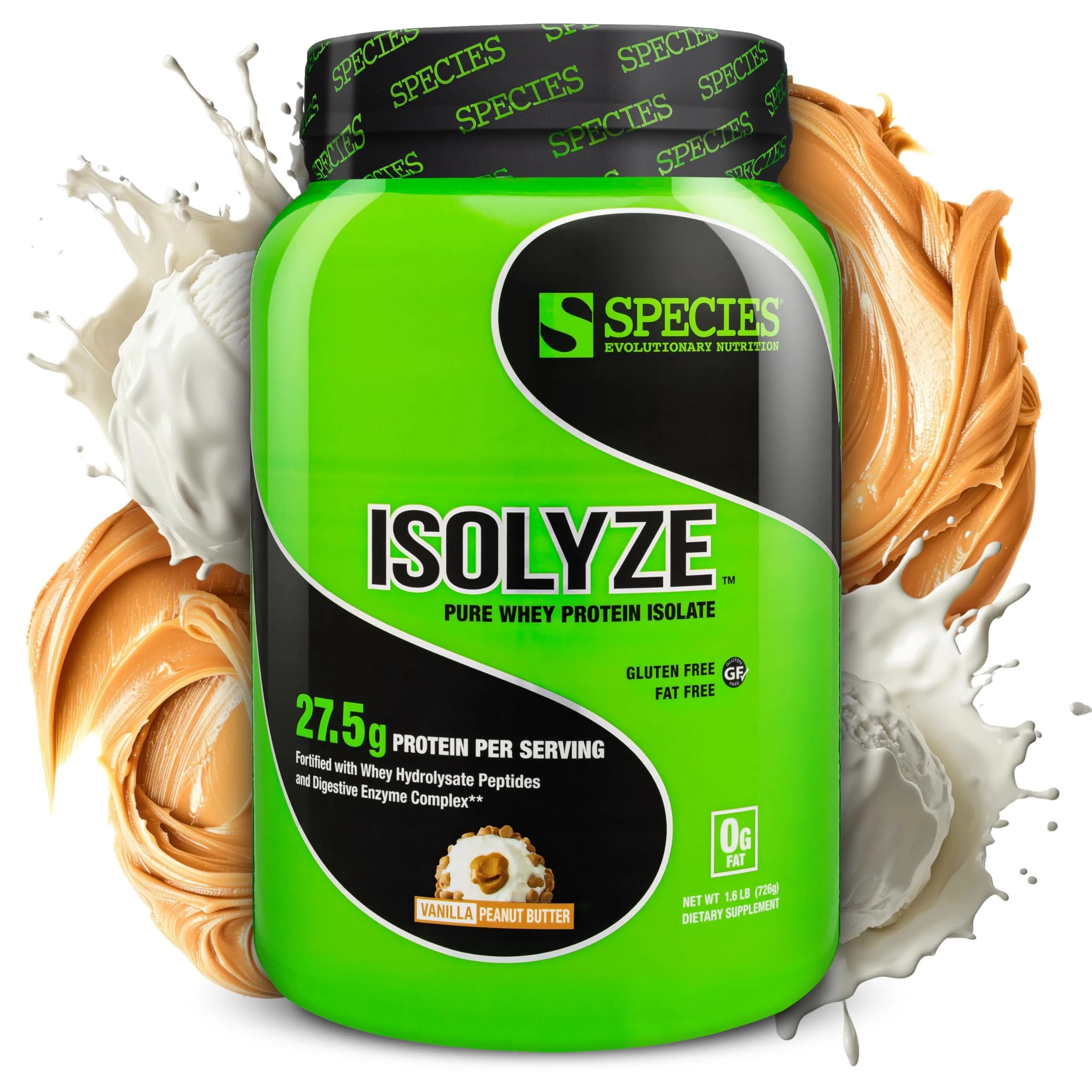 Species Nutrition Isolyze Whey Protein Powder, Vanilla Peanut, 1.55 lb | High Purity & Fast Absorption — Vanilla Peanut Butter