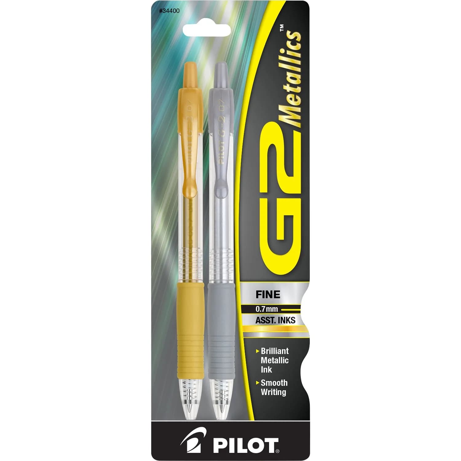 Pilot G2 Metallics Gel Roller Pens 0.7 mm | Gold & Silver Fine Point, Pack of 2 — Gold/Silver