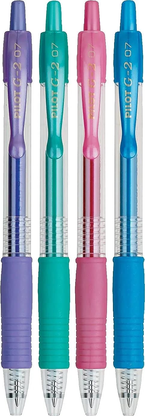 Pilot G2 Metallics Gel Roller Pens 0.7 mm Assorted Colors | Refillable, Quick-Dry, Ergonomic Support