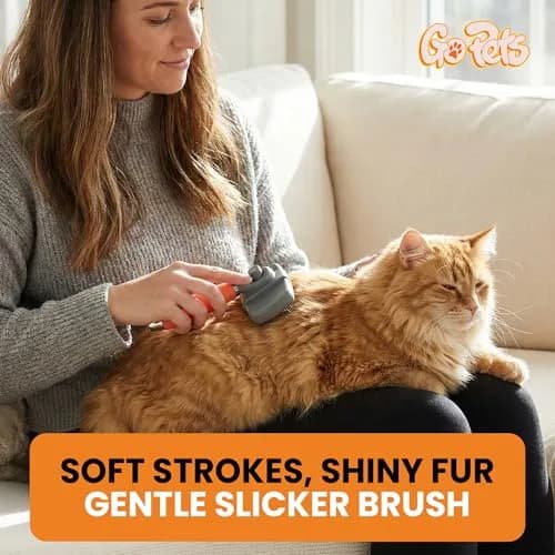 GoPets Self-Cleaning Slicker Brush for Dogs & Cats | Dematting & Deshedding, 4 Inch Wide thumbnail 5