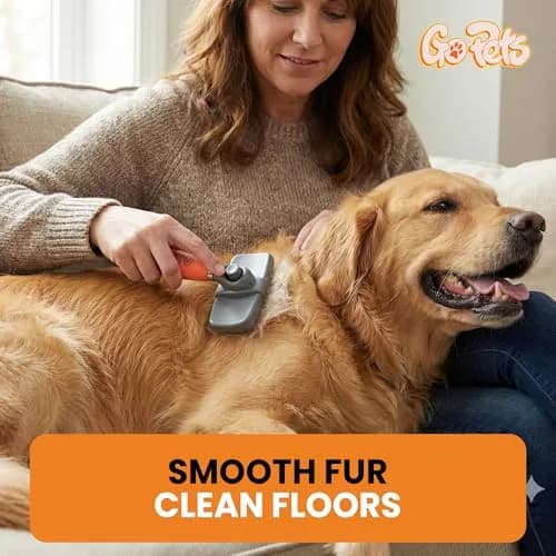 GoPets Self-Cleaning Slicker Brush for Dogs & Cats | Dematting & Deshedding, 4 Inch Wide thumbnail 6
