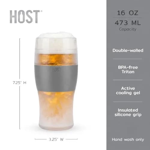 Host Freeze Beer Glasses, Set of 2, 16 oz Pint Tumblers | Keep Beer Ice Cold for Hours thumbnail 3