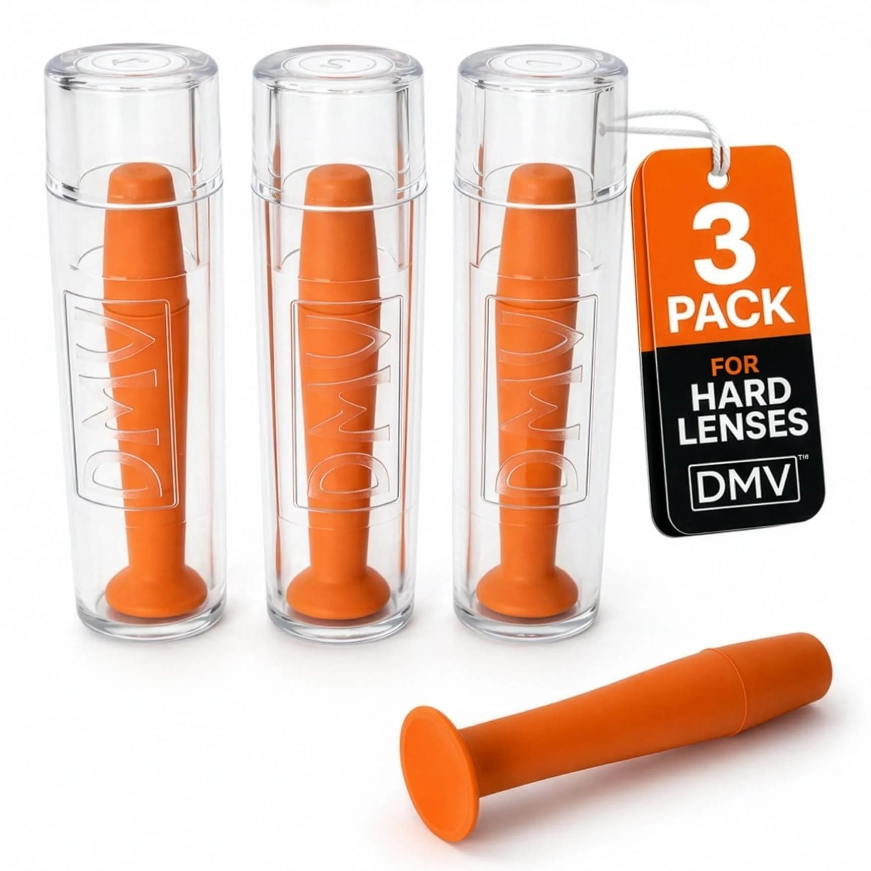 DMV Ultra Contact Lens Remover Tool Applicator Made in USA 3 Pack - Orange | Durable, Safe & Effective for Hard Lenses — Orange