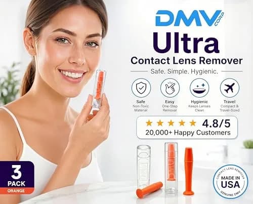 DMV Ultra Contact Lens Remover Tool Applicator Made in USA 3 Pack - Orange | Durable, Safe & Effective for Hard Lenses thumbnail 2
