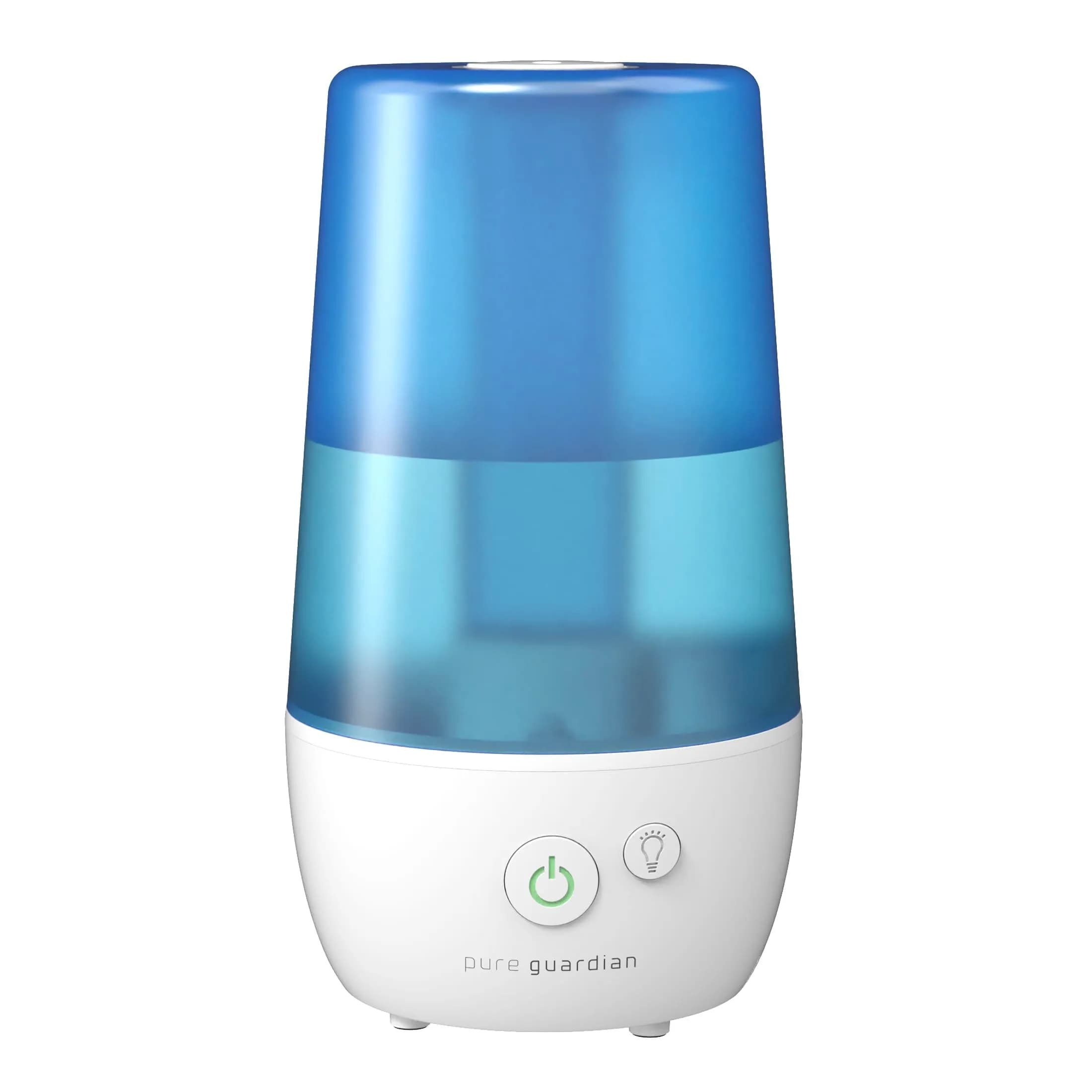 PureGuardian 1-Gallon Ultrasonic Cool Mist Humidifier with Essential Oil Tray | 70-Hour Run, 320 Sq Ft Coverage, Silver Clean Protection