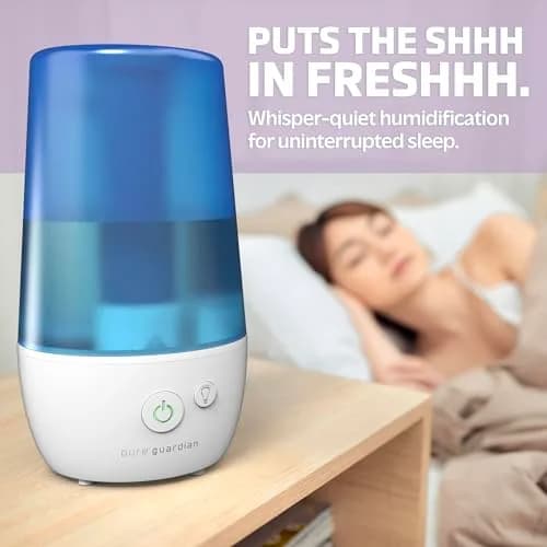 PureGuardian 1-Gallon Ultrasonic Cool Mist Humidifier with Essential Oil Tray | 70-Hour Run, 320 Sq Ft Coverage, Silver Clean Protection thumbnail 4