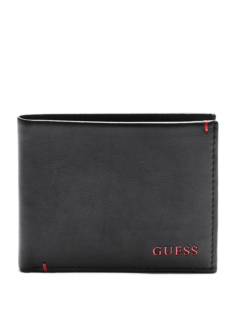 GUESS Men's Julian Black/Red Leather Passcase Wallet with RFID Blocking - main product image