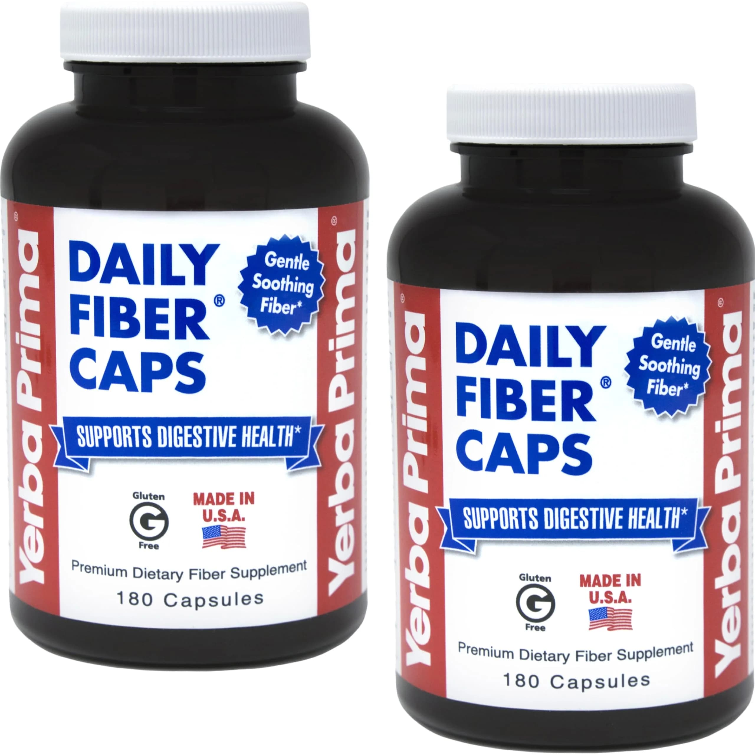 Yerba Prima Daily Fiber Formula 180 caps | Vegan, Non-GMO, Gluten-Free for Gut Health - main product image