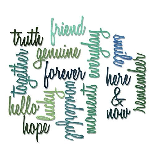 Sizzix Thinlits Die Set Friendship Words Script by Tim Holtz 16 Pack | Cut Intricate Designs from Paper & More thumbnail 1