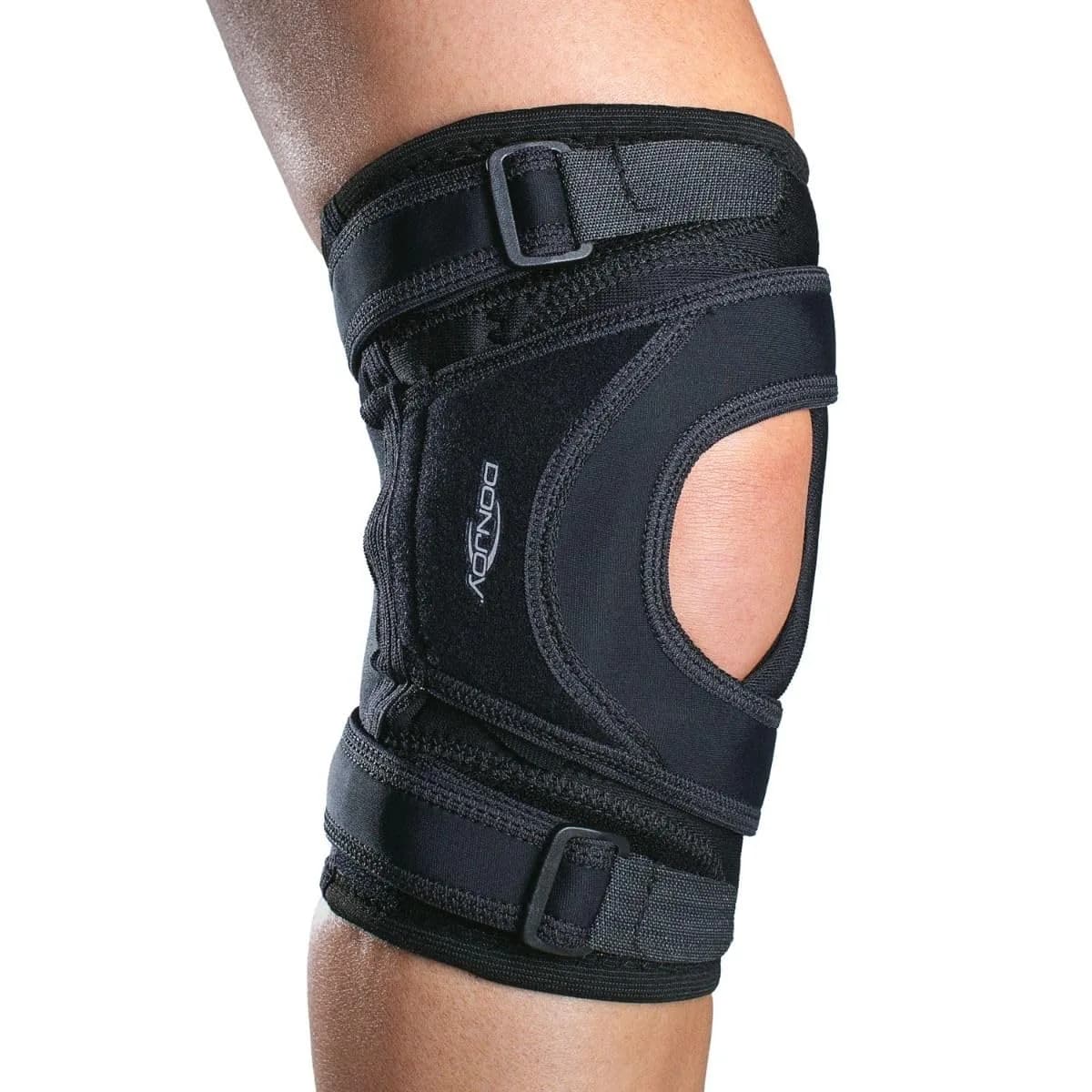 DonJoy Tru-Pull Lite Knee Brace Right Leg Large Black | Patella Stabilizer with Breath-O-Prene Fabric - main product image