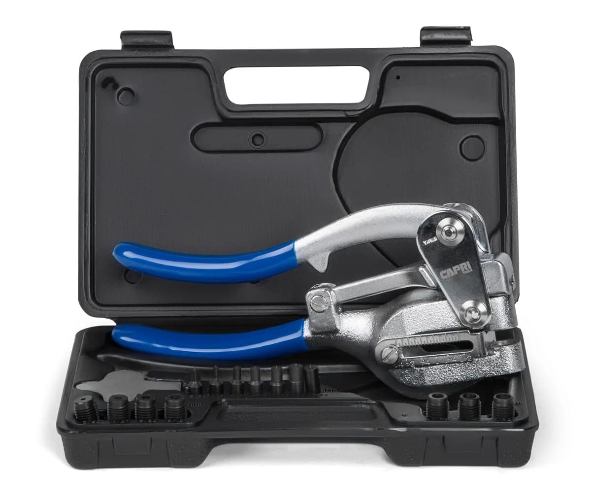 Capri Tools CP21050 Metal Hole Punch Set 16 Piece | Punch Through Thick Metal with Ease — Black