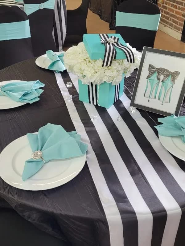 YOUR CHAIR COVERS - 120 Inch Round Crinkle Taffeta Tablecloth - Black, Crushed Shiny Dining Table Cloth for Wedding Party Birthday Baby Bridal Shower thumbnail 3