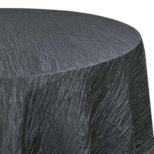 YOUR CHAIR COVERS - 120 Inch Round Crinkle Taffeta Tablecloth - Black, Crushed Shiny Dining Table Cloth for Wedding Party Birthday Baby Bridal Shower thumbnail 4