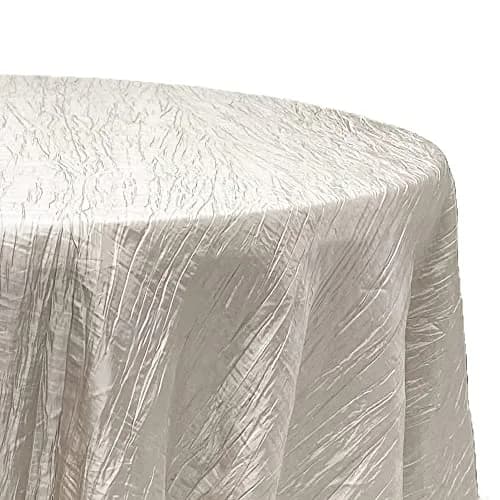 YOUR CHAIR COVERS - 132 Inch Round Crinkle Taffeta Tablecloth - Ivory, Crushed Shiny Dining Table Cloth for Wedding Party Birthday Baby Bridal Shower thumbnail 4
