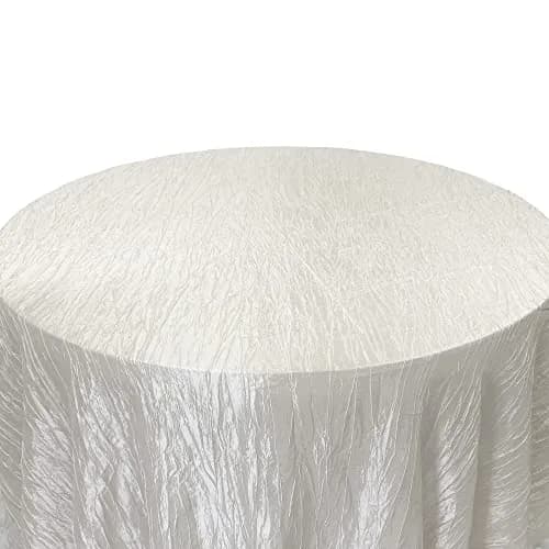YOUR CHAIR COVERS - 132 Inch Round Crinkle Taffeta Tablecloth - Ivory, Crushed Shiny Dining Table Cloth for Wedding Party Birthday Baby Bridal Shower thumbnail 5