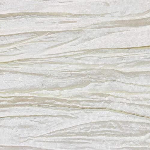 YOUR CHAIR COVERS - 132 Inch Round Crinkle Taffeta Tablecloth - Ivory, Crushed Shiny Dining Table Cloth for Wedding Party Birthday Baby Bridal Shower thumbnail 6