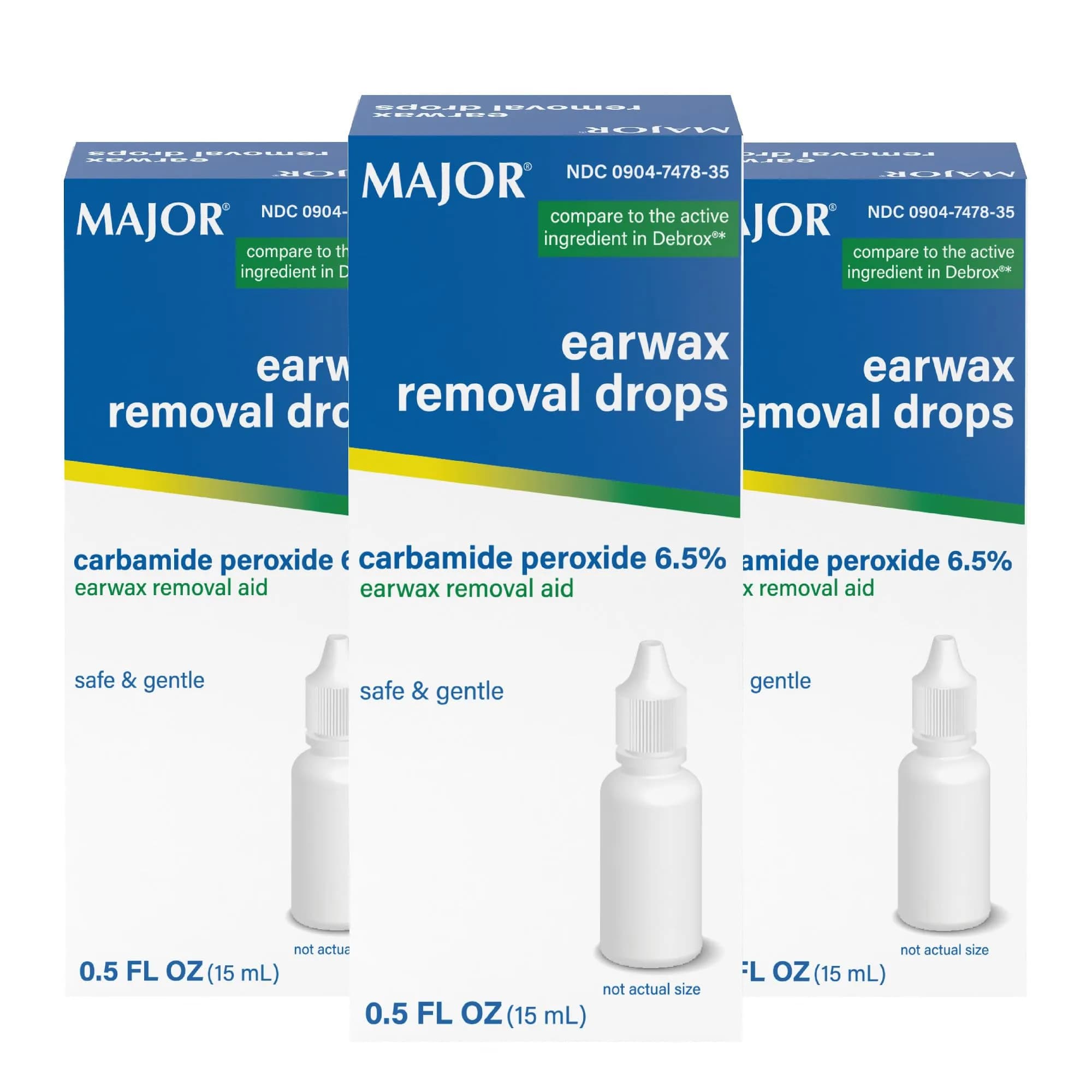 MAJOR Earwax Removal Drops with 6.5% Carbamide Peroxide | Gentle & Safe Earwax Softening for Adults & Kids 12+ — 0.5 Fl Oz